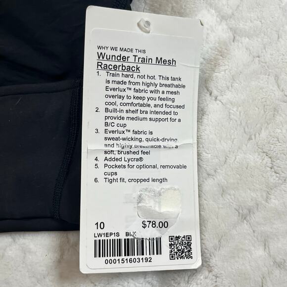 NWT Wunder Train Mesh Racerback - size 10 Black - Picture 2 of 6
